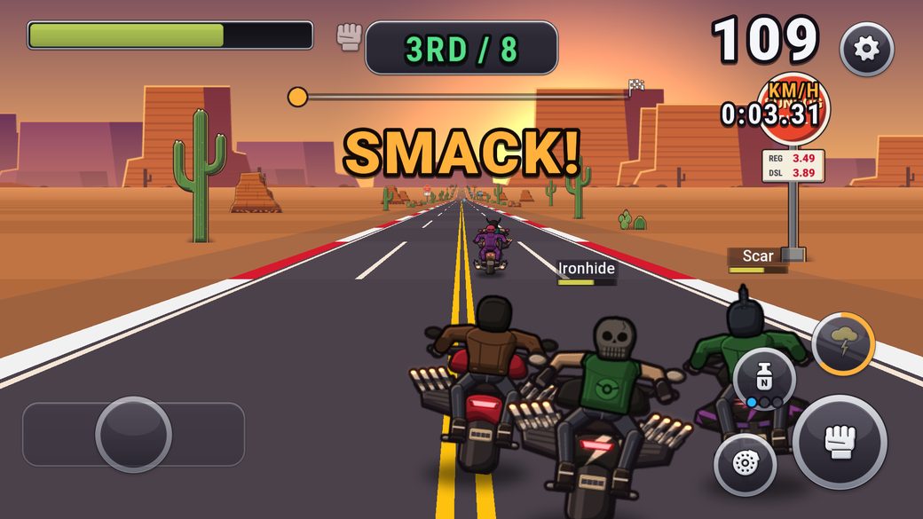 Screenshot: desert canyon sunset brawl